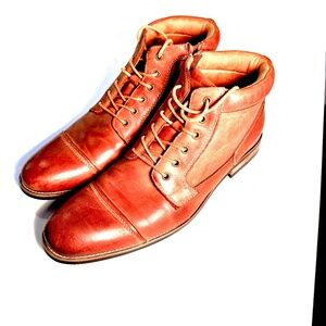 KUNSTO Brown leather men's new side, zipper boot